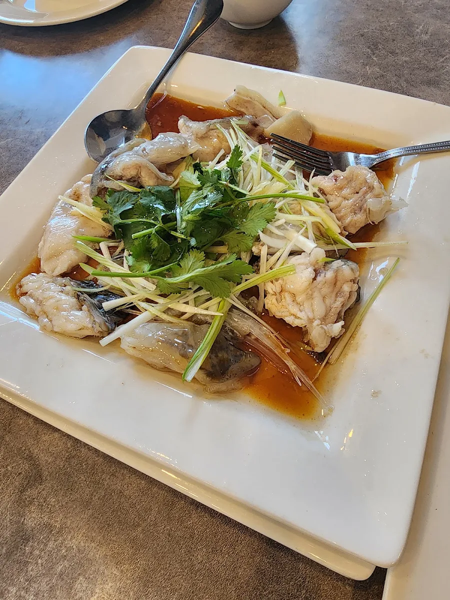 steamed sea bass with garlice 蒜香蒸原条鲈鱼